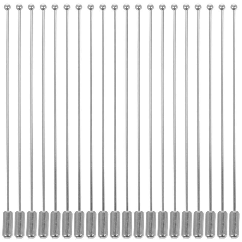 HEALLILY 20pcs Metal Stick Pin Silver Brooch Safety Pins Long Needle Eye with Stopper Ends for Men Women Suit Tie Hat Scarf Accessories 90mm - Image 1
